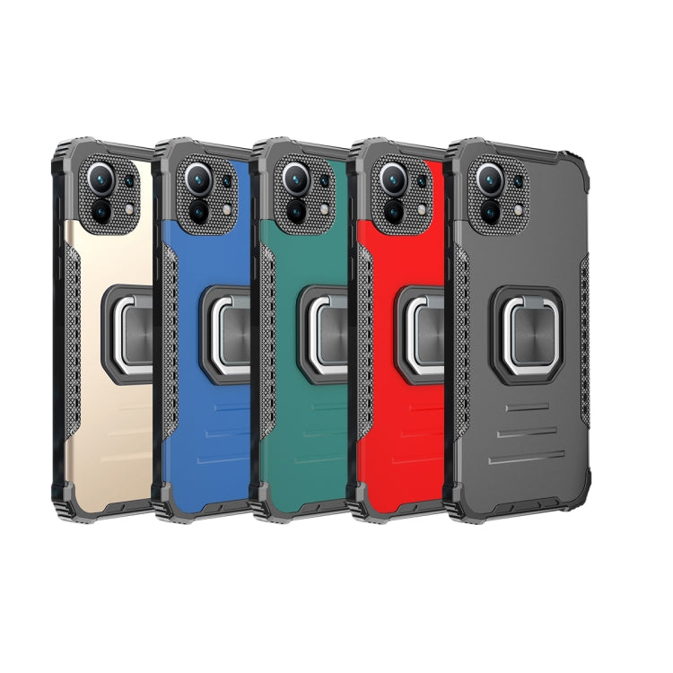 For Xiaomi Mi 11 Fierce Warrior Series Armor All-inclusive Shockproof Aluminum Alloy + TPU Protective Case with Ring Holder