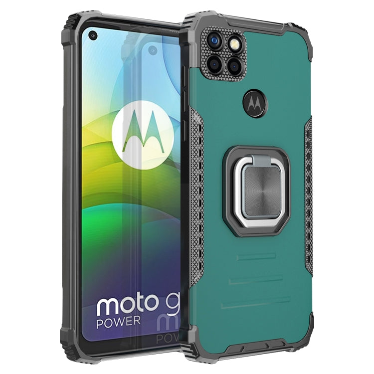 For Motorola Moto G9 Power Fierce Warrior Series Armor All-inclusive Shockproof Aluminum Alloy + TPU Protective Case with Ring Holder
