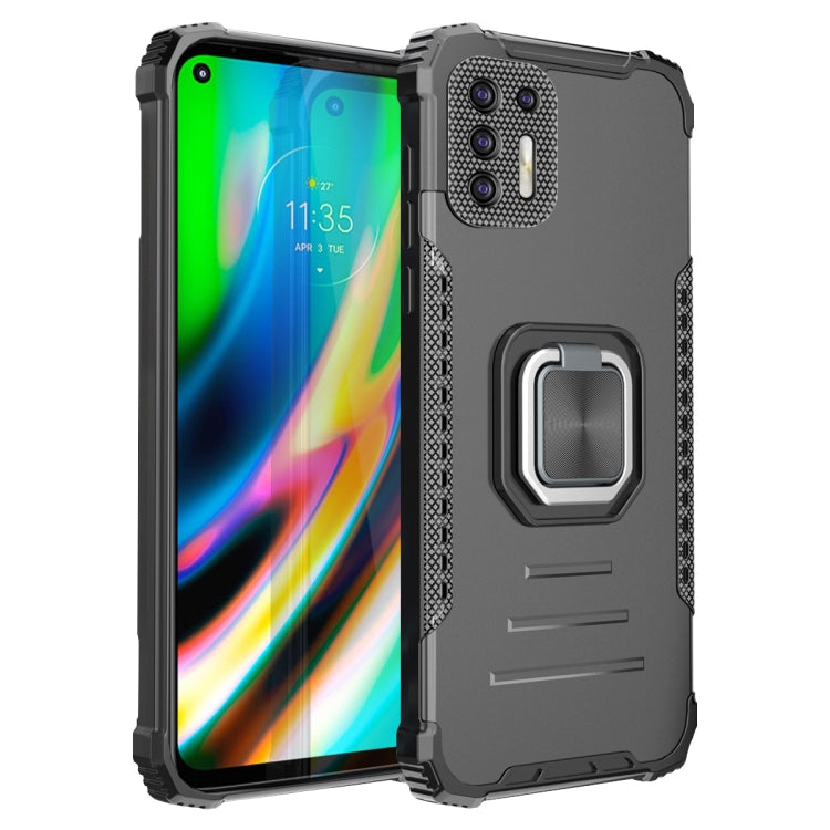 For Motorola Moto G9 Plus Fierce Warrior Series Armor All-inclusive Shockproof Aluminum Alloy + TPU Protective Case with Ring Holder