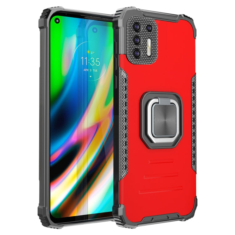 For Motorola Moto G9 Plus Fierce Warrior Series Armor All-inclusive Shockproof Aluminum Alloy + TPU Protective Case with Ring Holder