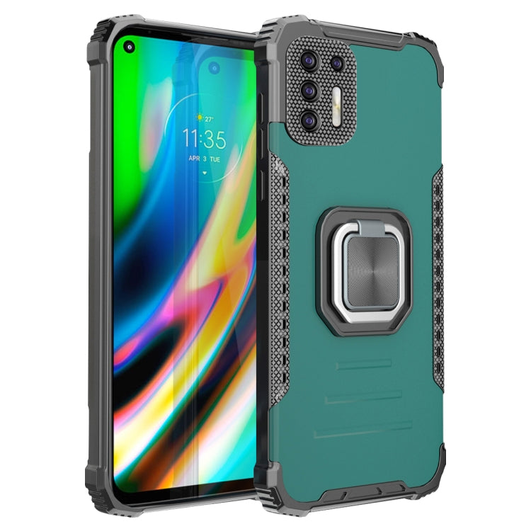 For Motorola Moto G9 Plus Fierce Warrior Series Armor All-inclusive Shockproof Aluminum Alloy + TPU Protective Case with Ring Holder