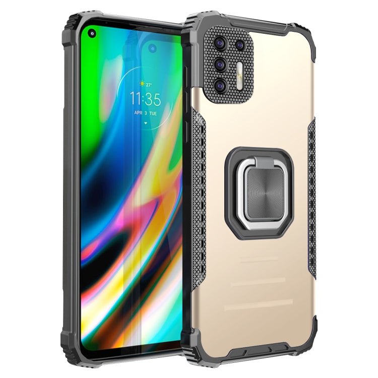 For Motorola Moto G9 Plus Fierce Warrior Series Armor All-inclusive Shockproof Aluminum Alloy + TPU Protective Case with Ring Holder