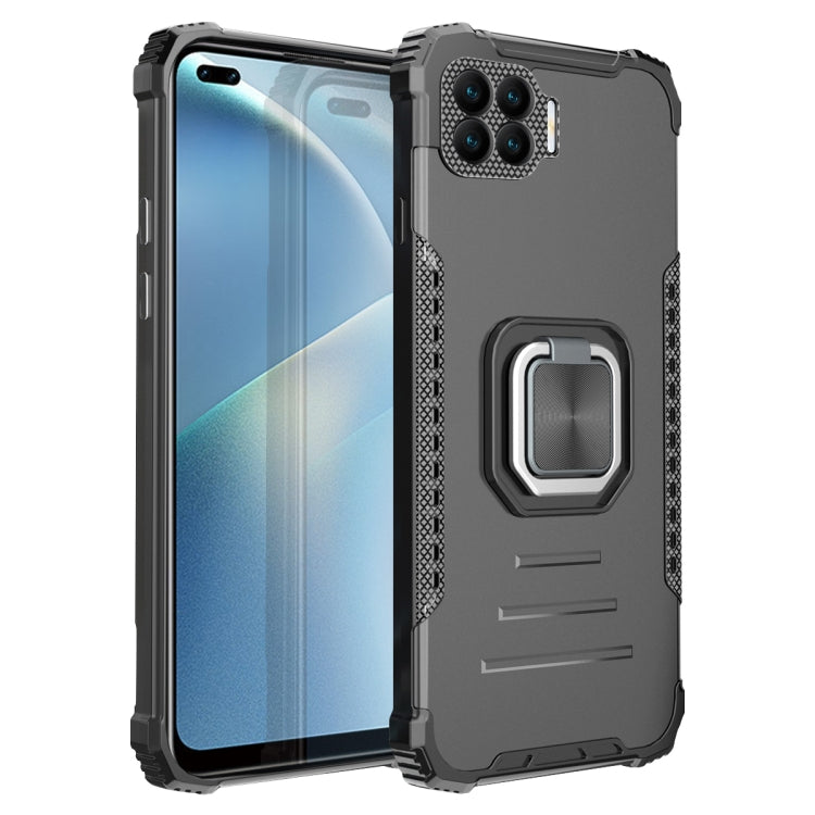 For OPPO Reno4 F Fierce Warrior Series Armor All-inclusive Shockproof Aluminum Alloy + TPU Protective Case with Ring Holder