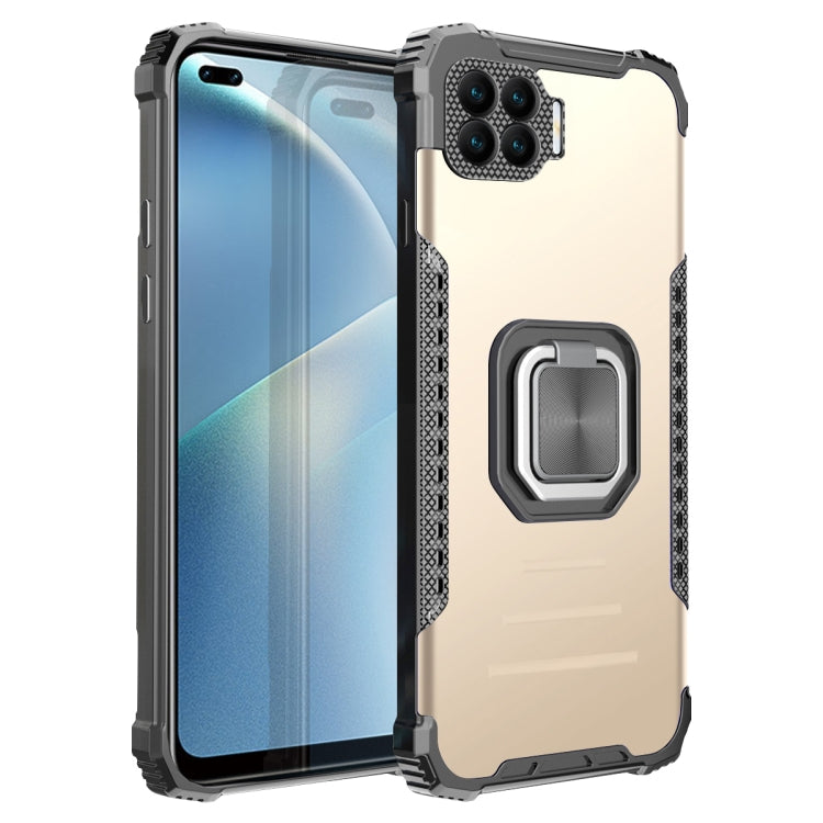 For OPPO Reno4 F Fierce Warrior Series Armor All-inclusive Shockproof Aluminum Alloy + TPU Protective Case with Ring Holder
