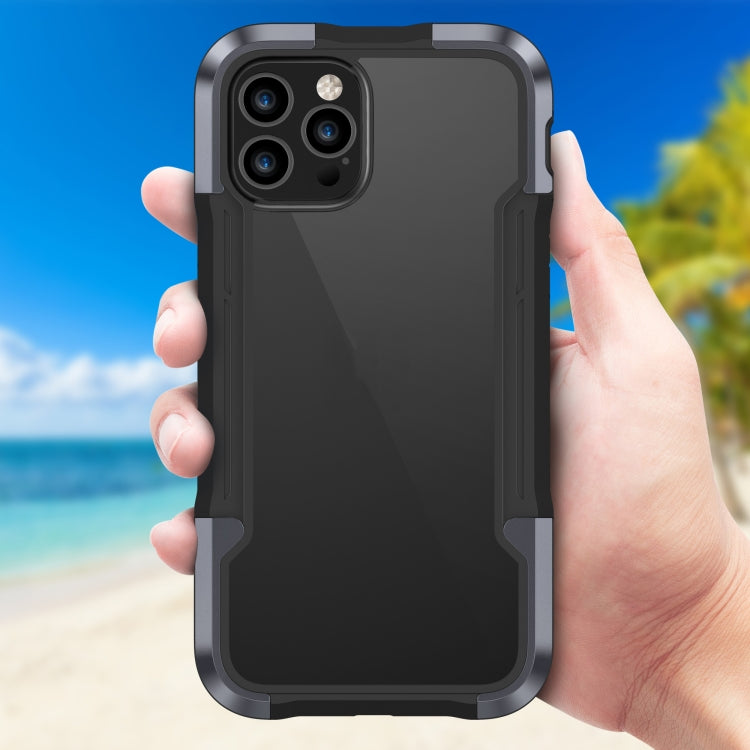 For iPhone 12 / 12 Pro Metal Shockproof Transparent Protective Case