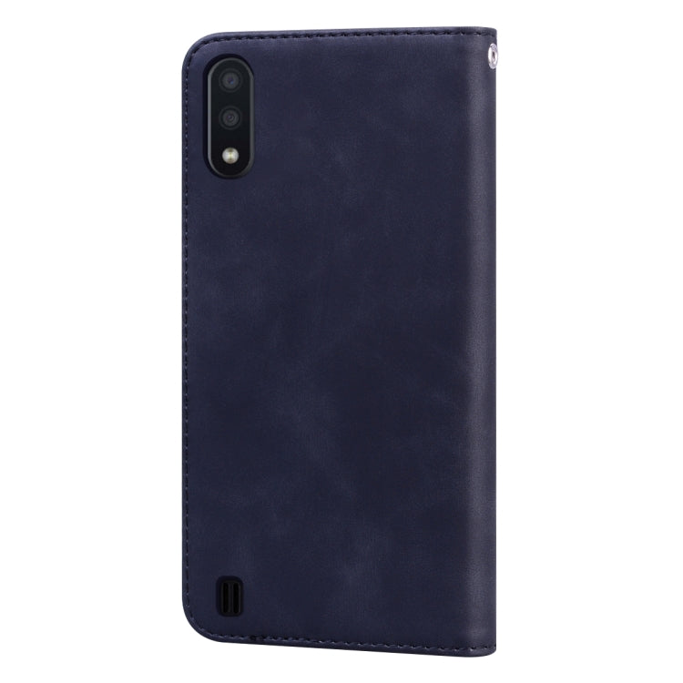 For Samsung Galaxy M01 Frosted Business Magnetic Horizontal Flip PU Leather Case with Holder & Card Slot & Lanyard