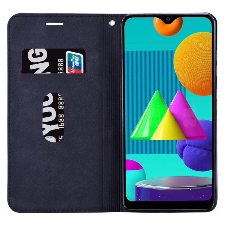 For Samsung Galaxy M01 Frosted Business Magnetic Horizontal Flip PU Leather Case with Holder & Card Slot & Lanyard