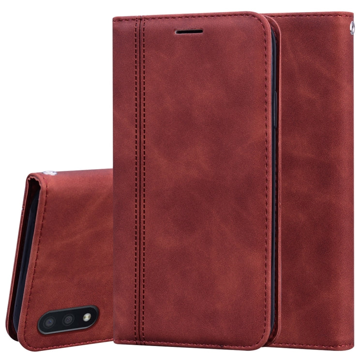 For Samsung Galaxy M01 Frosted Business Magnetic Horizontal Flip PU Leather Case with Holder & Card Slot & Lanyard