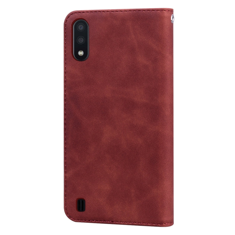 For Samsung Galaxy M01 Frosted Business Magnetic Horizontal Flip PU Leather Case with Holder & Card Slot & Lanyard