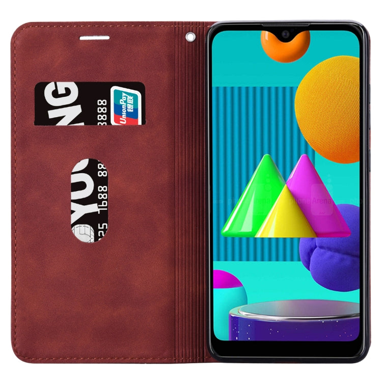 For Samsung Galaxy M01 Frosted Business Magnetic Horizontal Flip PU Leather Case with Holder & Card Slot & Lanyard