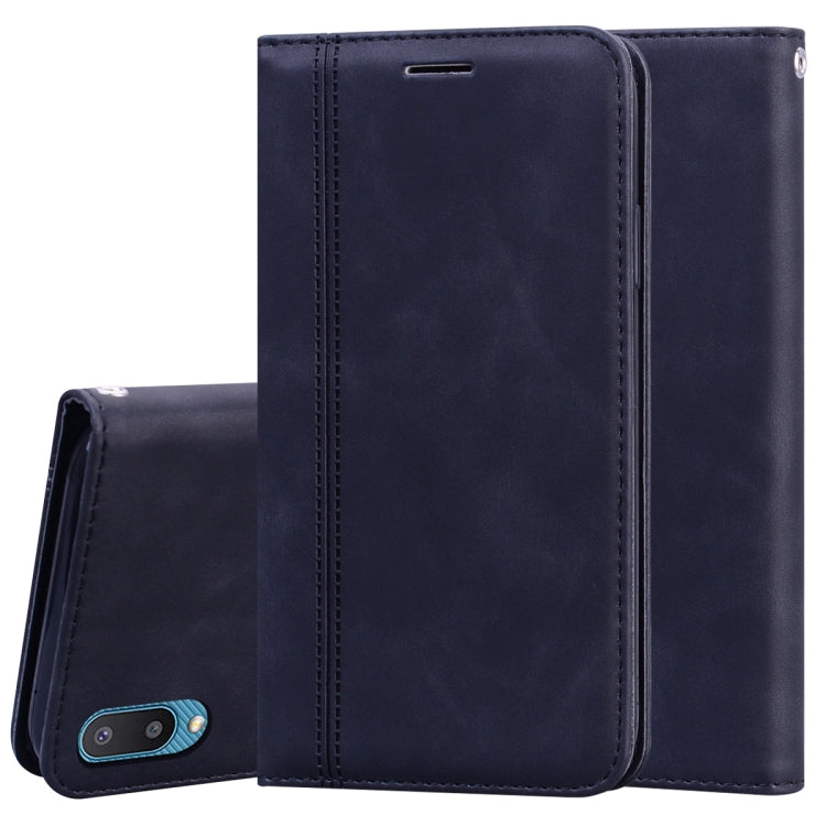 For Samsung Galaxy A02 (EU Version)  Frosted Business Magnetic Horizontal Flip PU Leather Case with Holder & Card Slot & Lanyard
