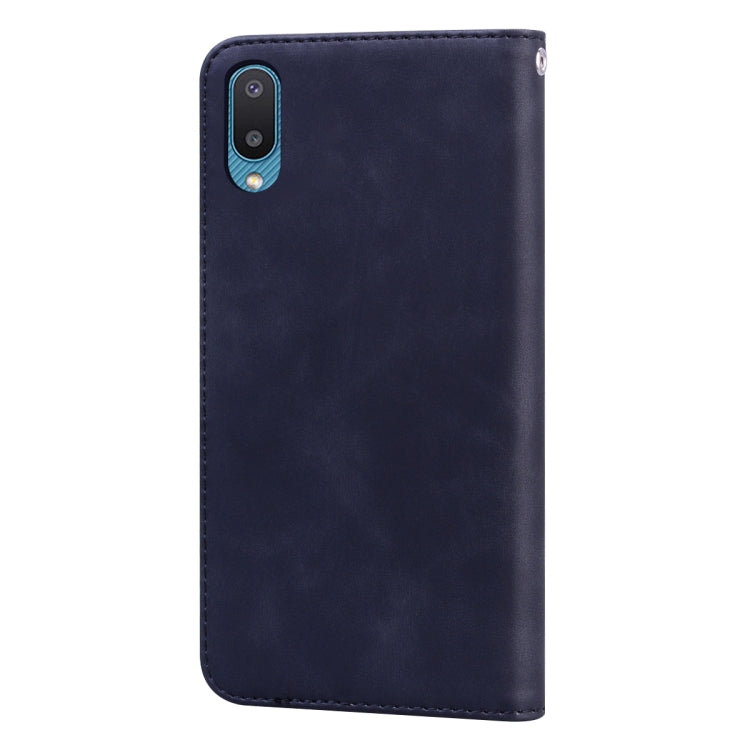 For Samsung Galaxy A02 (EU Version)  Frosted Business Magnetic Horizontal Flip PU Leather Case with Holder & Card Slot & Lanyard