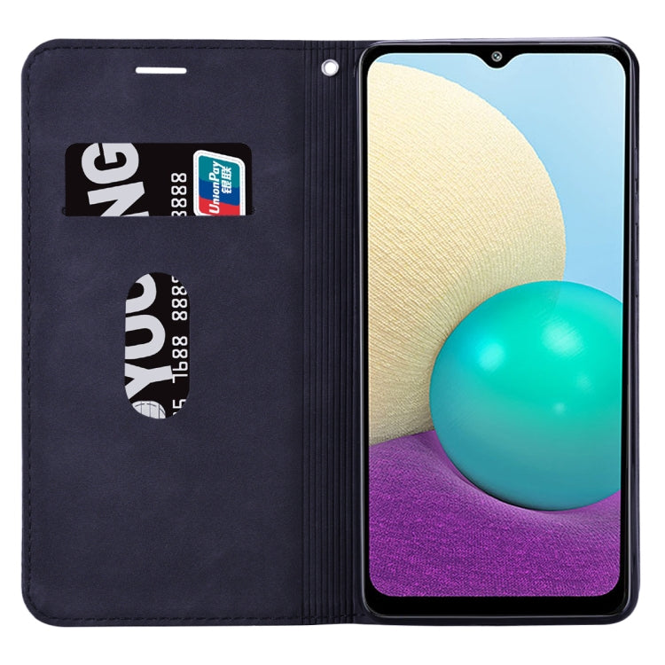 For Samsung Galaxy A02 (EU Version)  Frosted Business Magnetic Horizontal Flip PU Leather Case with Holder & Card Slot & Lanyard