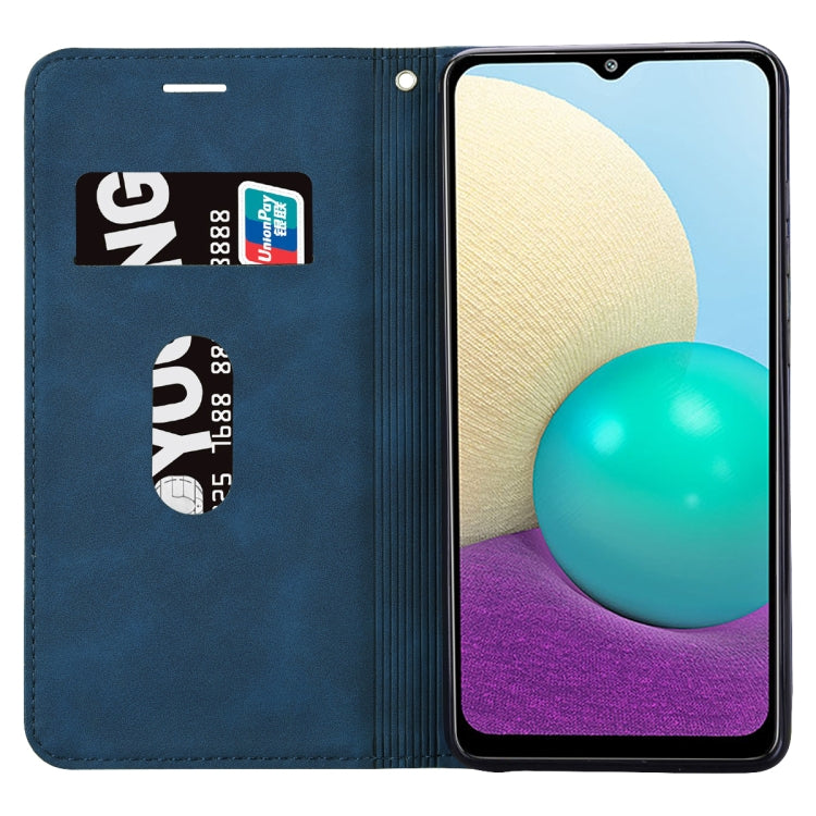 For Samsung Galaxy A02 (EU Version)  Frosted Business Magnetic Horizontal Flip PU Leather Case with Holder & Card Slot & Lanyard