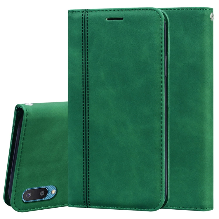For Samsung Galaxy A02 (EU Version)  Frosted Business Magnetic Horizontal Flip PU Leather Case with Holder & Card Slot & Lanyard