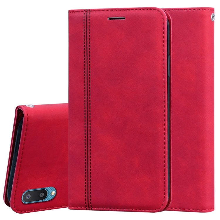 For Samsung Galaxy A02 (EU Version)  Frosted Business Magnetic Horizontal Flip PU Leather Case with Holder & Card Slot & Lanyard