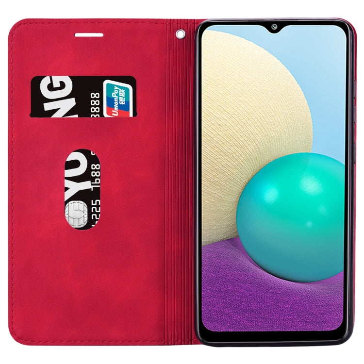 For Samsung Galaxy A02 (EU Version)  Frosted Business Magnetic Horizontal Flip PU Leather Case with Holder & Card Slot & Lanyard