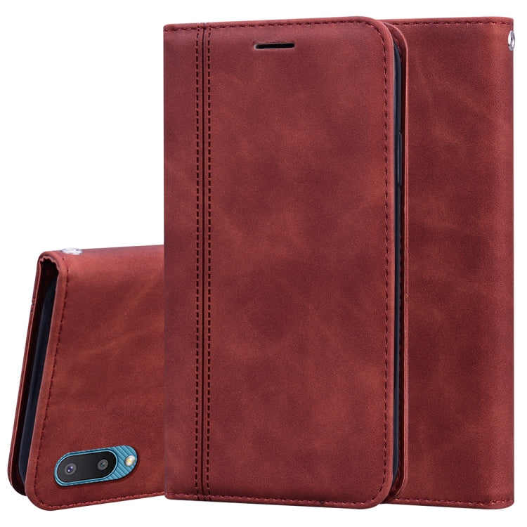 For Samsung Galaxy A02 (EU Version)  Frosted Business Magnetic Horizontal Flip PU Leather Case with Holder & Card Slot & Lanyard