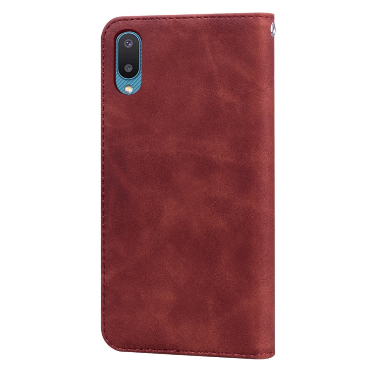 For Samsung Galaxy A02 (EU Version)  Frosted Business Magnetic Horizontal Flip PU Leather Case with Holder & Card Slot & Lanyard