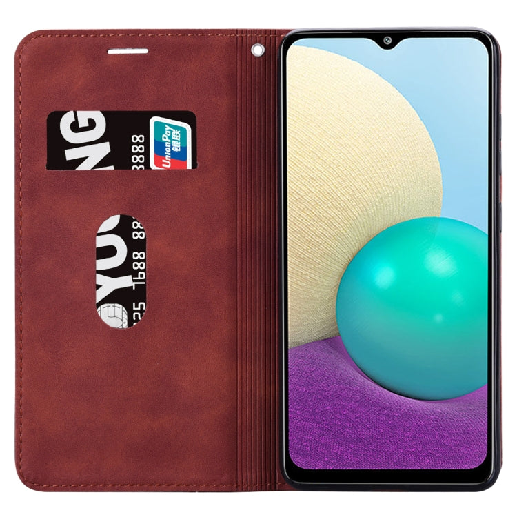 For Samsung Galaxy A02 (EU Version)  Frosted Business Magnetic Horizontal Flip PU Leather Case with Holder & Card Slot & Lanyard