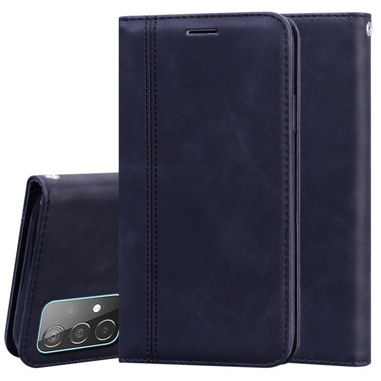 For Samsung Galaxy A52 5G / 4G Frosted Business Magnetic Horizontal Flip PU Leather Case with Holder & Card Slot & Lanyard