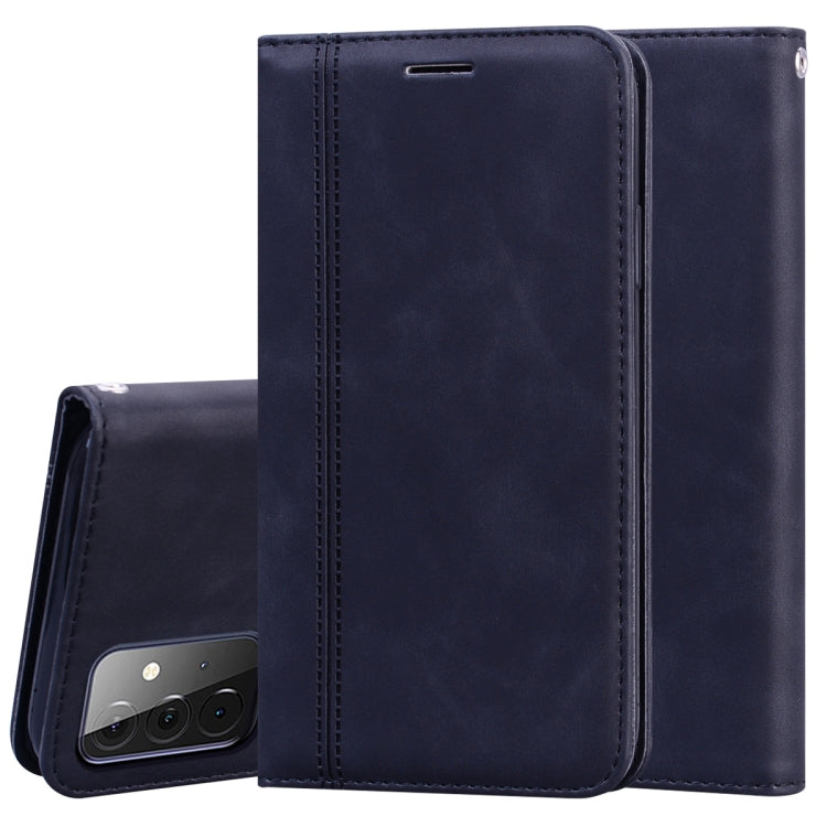 For Samsung Galaxy A72 5G / 4G Frosted Business Magnetic Horizontal Flip PU Leather Case with Holder & Card Slot & Lanyard