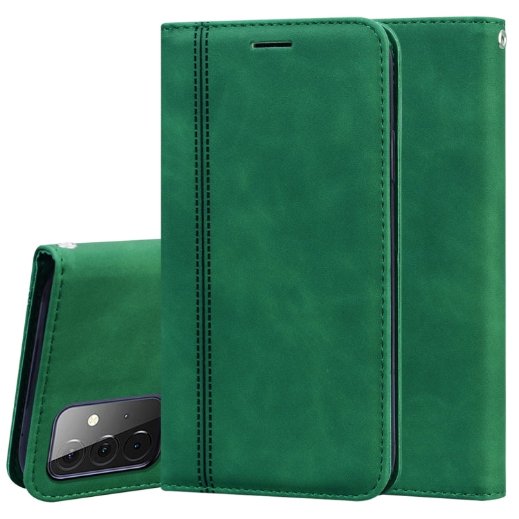 For Samsung Galaxy A72 5G / 4G Frosted Business Magnetic Horizontal Flip PU Leather Case with Holder & Card Slot & Lanyard