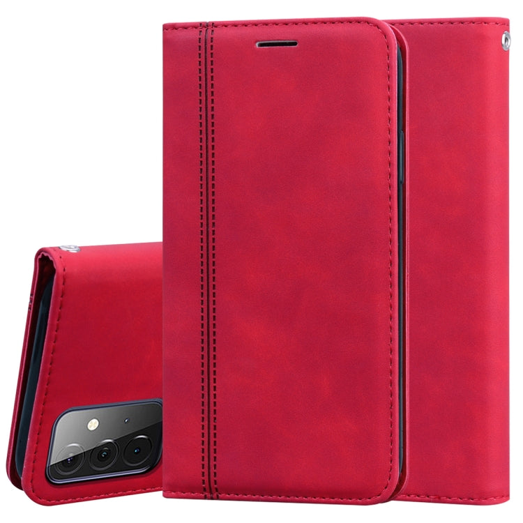 For Samsung Galaxy A72 5G / 4G Frosted Business Magnetic Horizontal Flip PU Leather Case with Holder & Card Slot & Lanyard