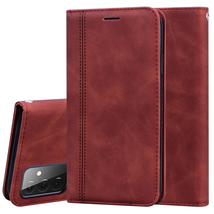 For Samsung Galaxy A72 5G / 4G Frosted Business Magnetic Horizontal Flip PU Leather Case with Holder & Card Slot & Lanyard