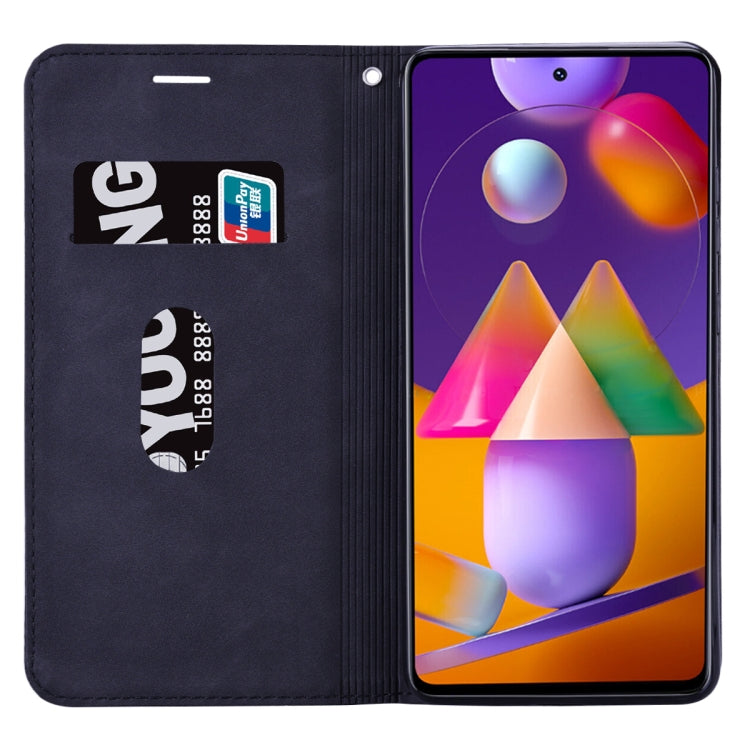 For Samsung Galaxy M31s Frosted Business Magnetic Horizontal Flip PU Leather Case with Holder & Card Slot & Lanyard