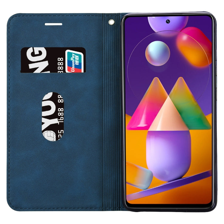 For Samsung Galaxy M31s Frosted Business Magnetic Horizontal Flip PU Leather Case with Holder & Card Slot & Lanyard