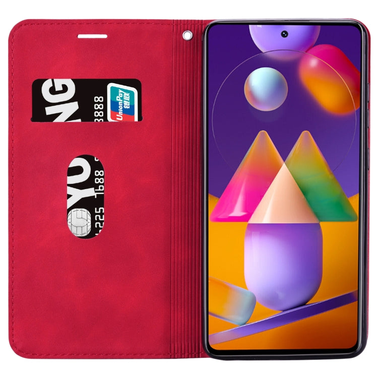 For Samsung Galaxy M31s Frosted Business Magnetic Horizontal Flip PU Leather Case with Holder & Card Slot & Lanyard