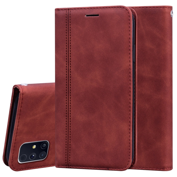 For Samsung Galaxy M31s Frosted Business Magnetic Horizontal Flip PU Leather Case with Holder & Card Slot & Lanyard