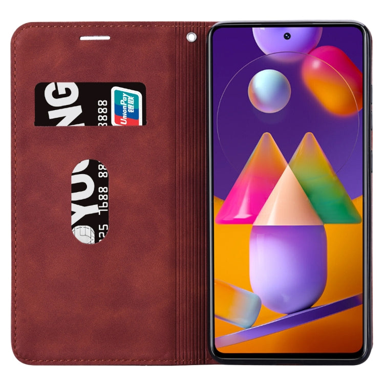 For Samsung Galaxy M31s Frosted Business Magnetic Horizontal Flip PU Leather Case with Holder & Card Slot & Lanyard