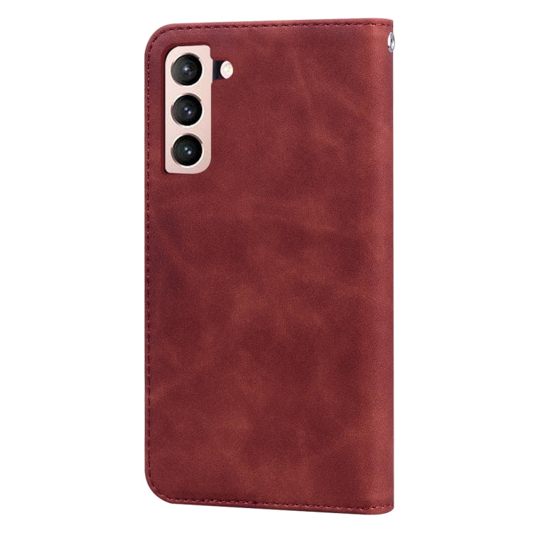 For Samsung Galaxy S21+ 5G Frosted Business Magnetic Horizontal Flip PU Leather Case with Holder & Card Slot & Lanyard