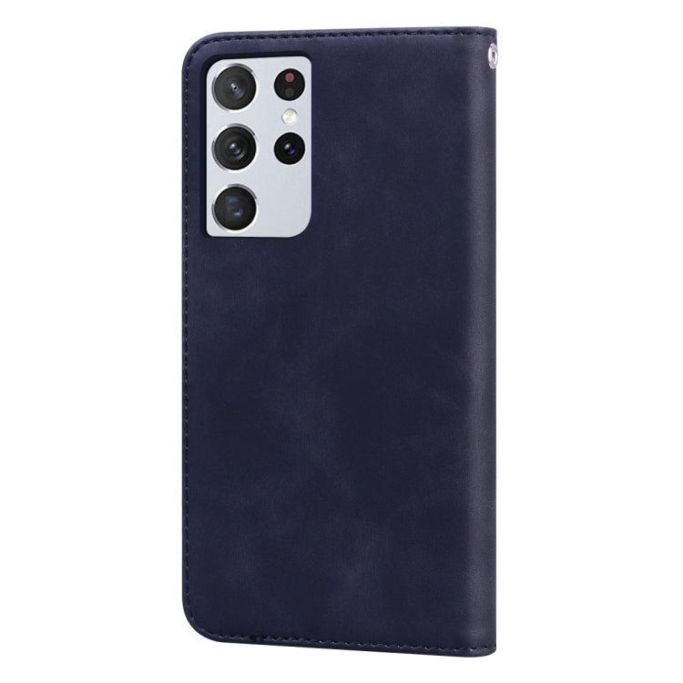 For Samsung Galaxy S21 Ultra 5G Frosted Business Magnetic Horizontal Flip PU Leather Case with Holder & Card Slot & Lanyard