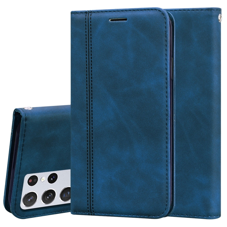 For Samsung Galaxy S21 Ultra 5G Frosted Business Magnetic Horizontal Flip PU Leather Case with Holder & Card Slot & Lanyard