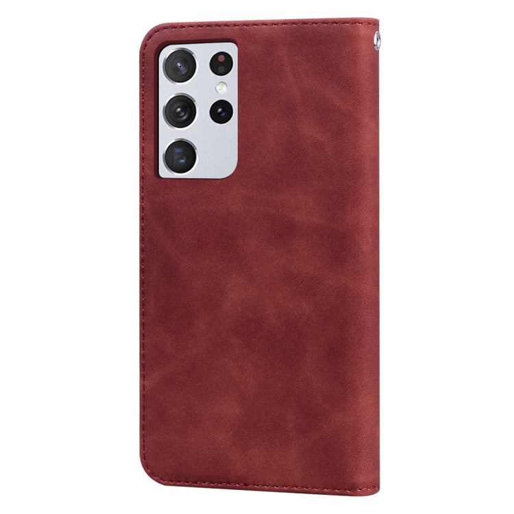 For Samsung Galaxy S21 Ultra 5G Frosted Business Magnetic Horizontal Flip PU Leather Case with Holder & Card Slot & Lanyard