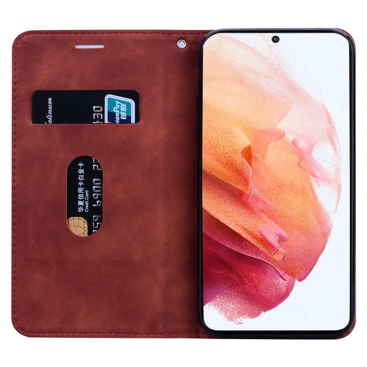 For Samsung Galaxy S21 Ultra 5G Frosted Business Magnetic Horizontal Flip PU Leather Case with Holder & Card Slot & Lanyard