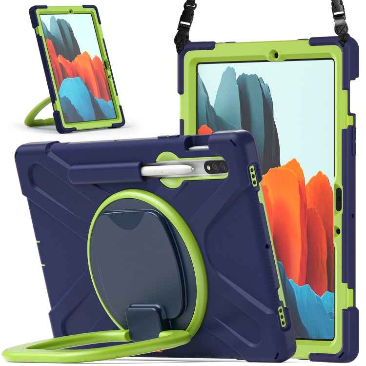 For Samsung Galaxy Tab S8 / Galaxy Tab S7 T870 / T875 Silicone + PC Protective Case with Holder & Shoulder Strap