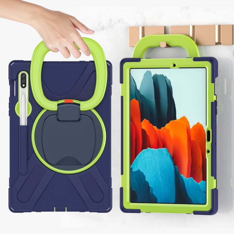 For Samsung Galaxy Tab S8 / Galaxy Tab S7 T870 / T875 Silicone + PC Protective Case with Holder & Shoulder Strap
