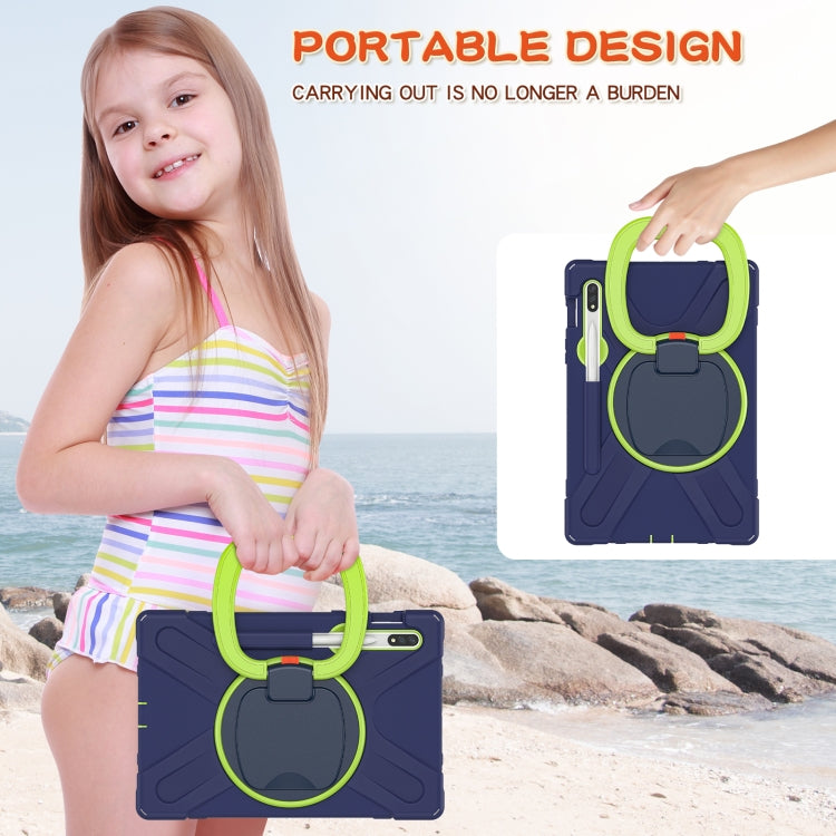 For Samsung Galaxy Tab S8 / Galaxy Tab S7 T870 / T875 Silicone + PC Protective Case with Holder & Shoulder Strap
