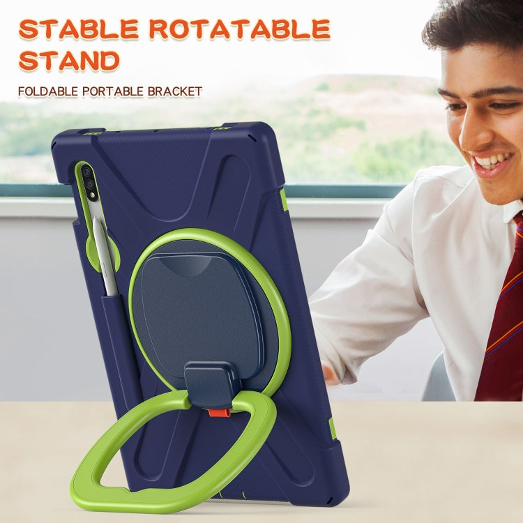 For Samsung Galaxy Tab S8 / Galaxy Tab S7 T870 / T875 Silicone + PC Protective Case with Holder & Shoulder Strap