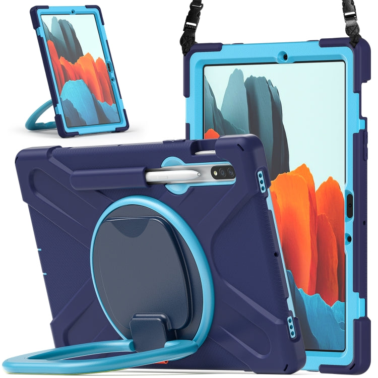 For Samsung Galaxy Tab S8 / Galaxy Tab S7 T870 / T875 Silicone + PC Protective Case with Holder & Shoulder Strap