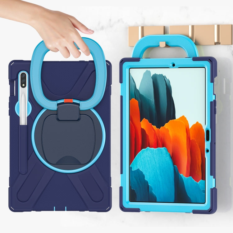 For Samsung Galaxy Tab S8 / Galaxy Tab S7 T870 / T875 Silicone + PC Protective Case with Holder & Shoulder Strap