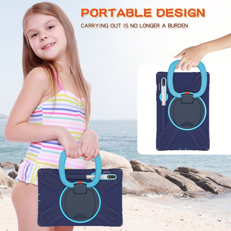 For Samsung Galaxy Tab S8 / Galaxy Tab S7 T870 / T875 Silicone + PC Protective Case with Holder & Shoulder Strap