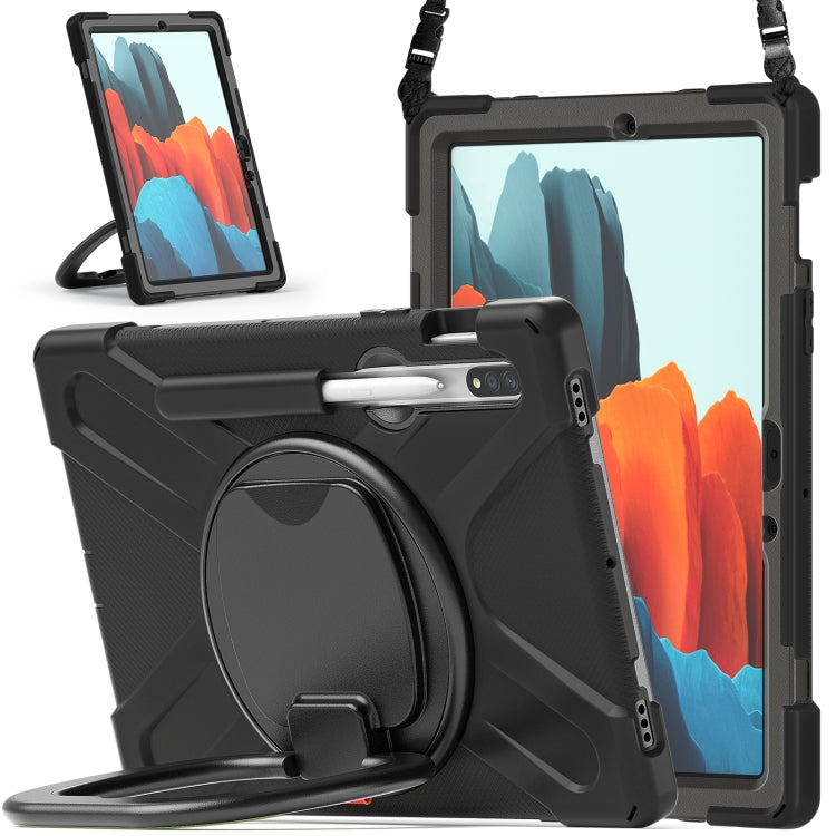 For Samsung Galaxy Tab S8 / Galaxy Tab S7 T870 / T875 Silicone + PC Protective Case with Holder & Shoulder Strap