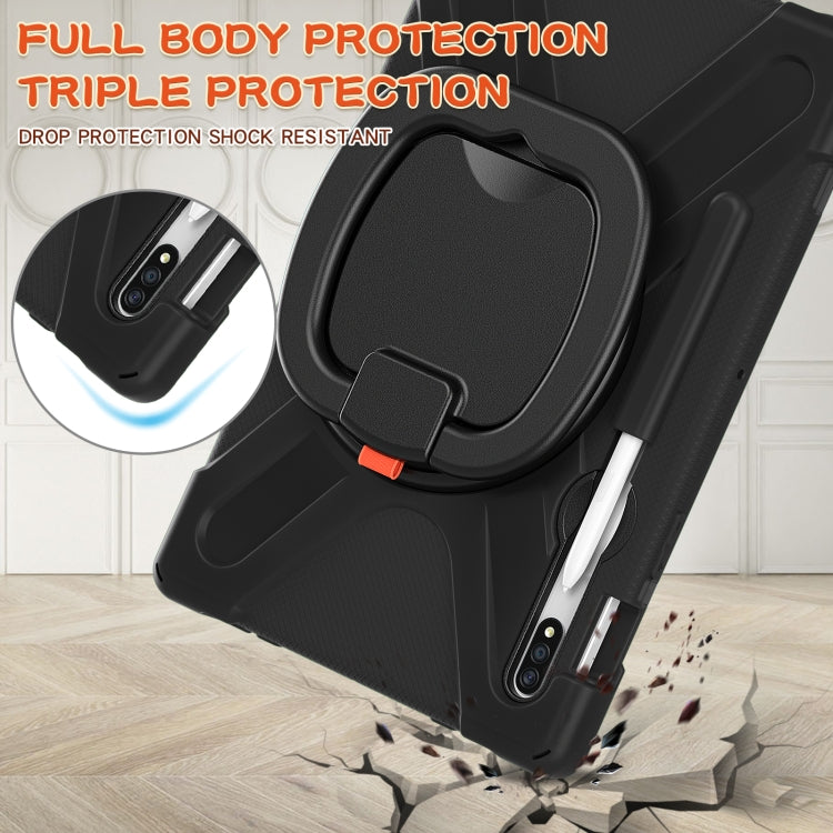 For Samsung Galaxy Tab S8 / Galaxy Tab S7 T870 / T875 Silicone + PC Protective Case with Holder & Shoulder Strap