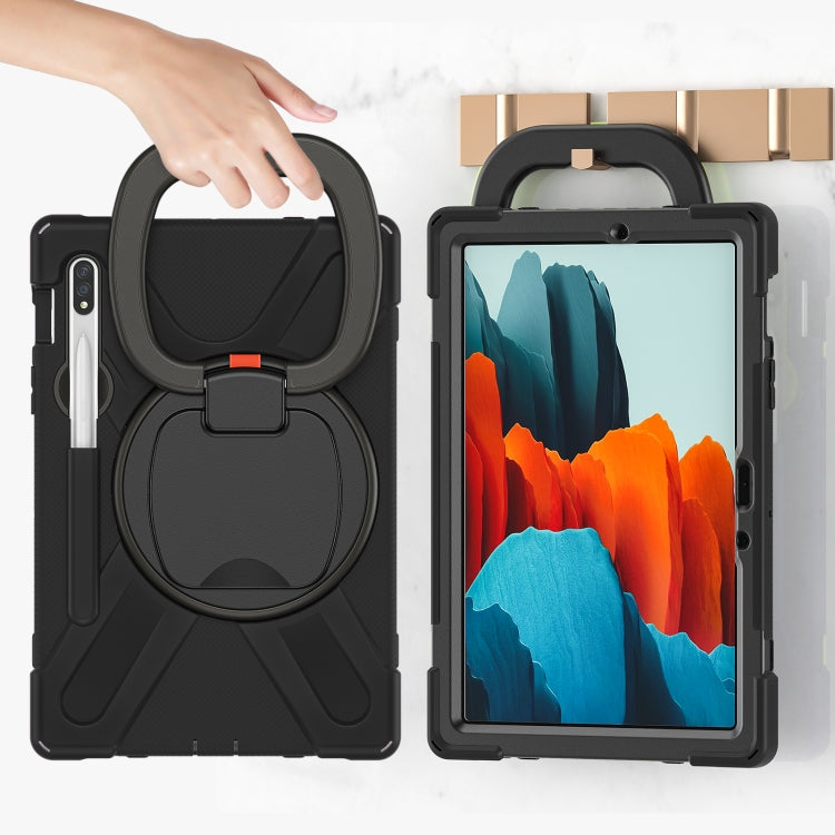 For Samsung Galaxy Tab S8 / Galaxy Tab S7 T870 / T875 Silicone + PC Protective Case with Holder & Shoulder Strap