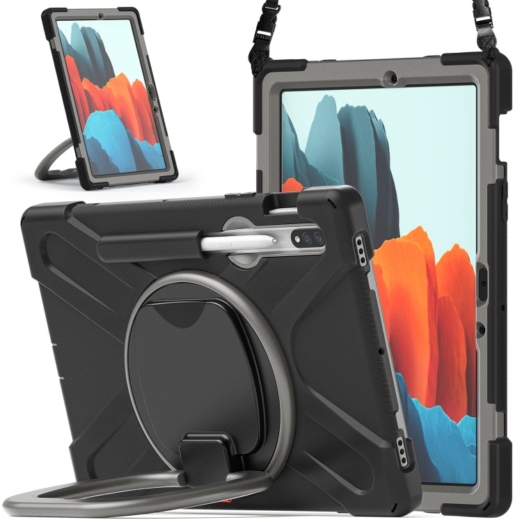 For Samsung Galaxy Tab S8 / Galaxy Tab S7 T870 / T875 Silicone + PC Protective Case with Holder & Shoulder Strap
